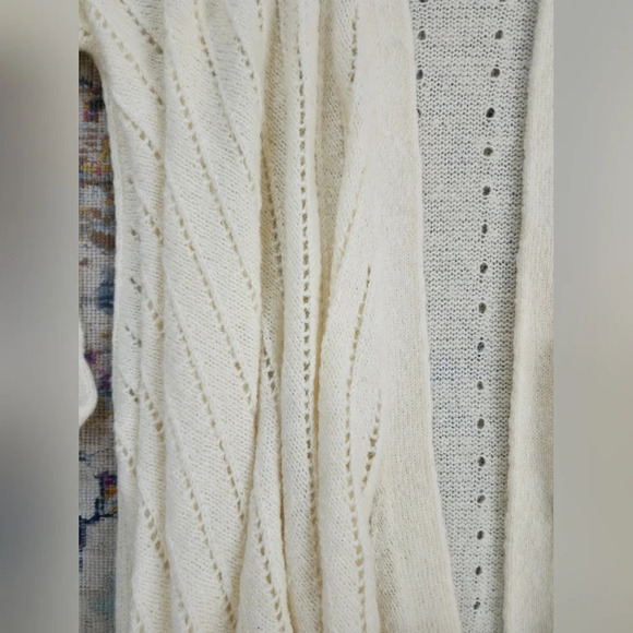 Loft Lou & Grey, Women Knit Ivory Cardigan Soft Plush Eyelet Sweater, sz XSM - Picture 5 of 13